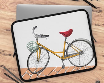 Bicycle design Laptop Sleeve l 7" 10" 13" 15" 17" l Bicycle Ipad Sleeve l Back To School l Back To Uni l Cycling l Bike illustrator Design