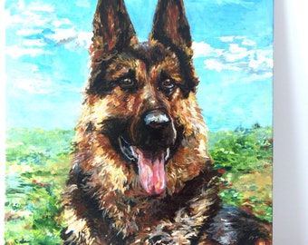 Pastor dog painting, sheepdog, shepherd portrait oil painting , dog painting by Daria Fedotova