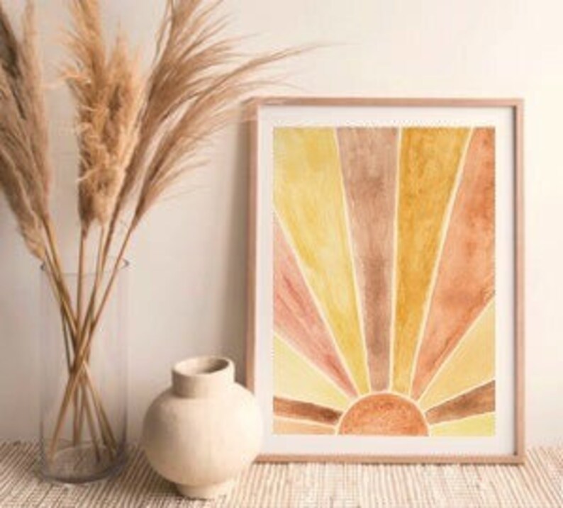 Sun Neutral Unique Boho Above Bed Gallery Print PRINTABLE WALL ART Abstract Print Download Poster Printable Above Bed Minimalist Sun Art