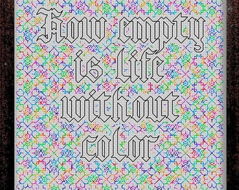 Pride Colour Blackwork, Life without colour, Pride Cross Stitch Pattern, Blackwork Pattern, Gothic, Urban Stitches