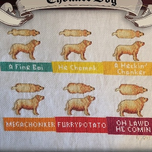Chonker Oh Lawd He Comin Meme Dog Cross Stitch Pattern PDF - modern instant download digital pattern for intermediate sewers