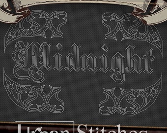 Victorian Midnight Blackwork, Coffin Plaque, Casket Plate, Mourning, Cross Stitch, Blackwork Pattern, Gothic, Urban Stitches