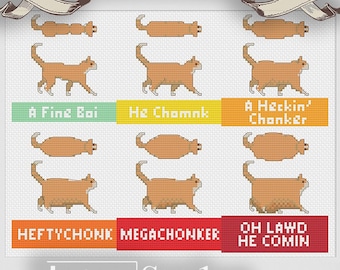 Chonker Oh Lawd He Comin Meme Cat - cross stitch meme - Digital PDF cross stitch pattern download - Urban Stitches