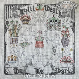 Victorian Carnivorous Plants Stitchalong Blackwork SAL, Cross Stitch, cottagecore embroidery PDF, Stitch Along, Gothic goblin core dark art
