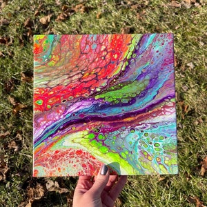 Influent- 10x10 UV Reactive Acrylic Pour Painting