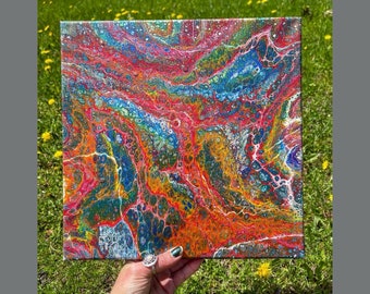 12 x 12 handmade acrylic flow painting