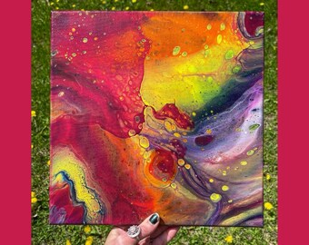 12 x 12 handmade acrylic flow painting