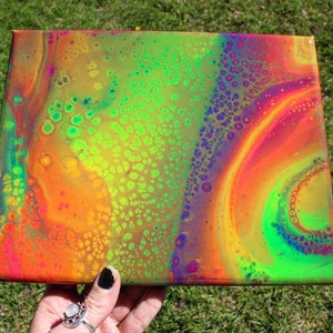 8x10&quot; Neon Adventure-  Original Resin Coated UV Reactive Neon Rainbow Wall Art