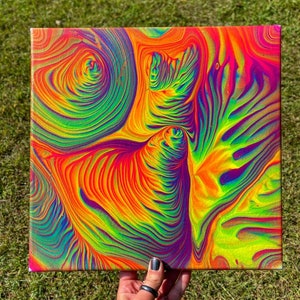 12x12 No Control- UV Reactive Neon Acrylic on Canvas