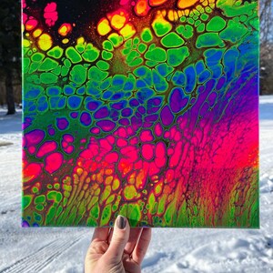 12x12 Undomesticated- UV Reactive Neon Acrylic on Canvas