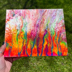 Drizzy- 8x10&quot; Resin Coated Original UV Reactive Neon Rainbow Wall Art