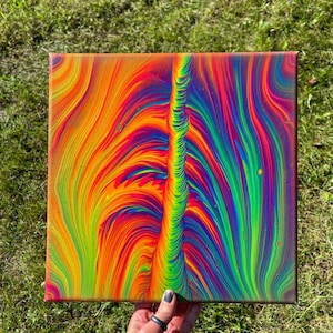 12x12 Medulla- UV Reactive Neon Acrylic on Canvas