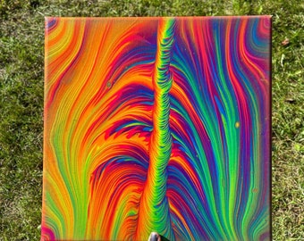 12x12 Medulla- UV Reactive Neon Acrylic on Canvas
