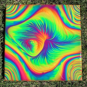 Original 12x12 Let It Flow- UV Reactive Neon Rainbow Wall Art