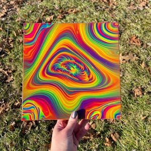 Losing Touch- 10x10 UV Reactive Acrylic Pour Painting