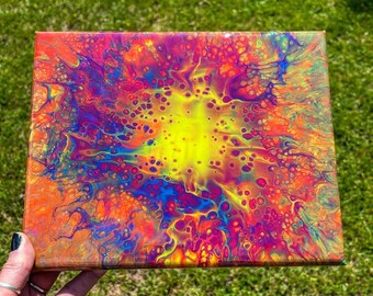 Brighter Days Ahead- 8x10" Resin Coated UV Reactive Neon Rainbow Wall Art