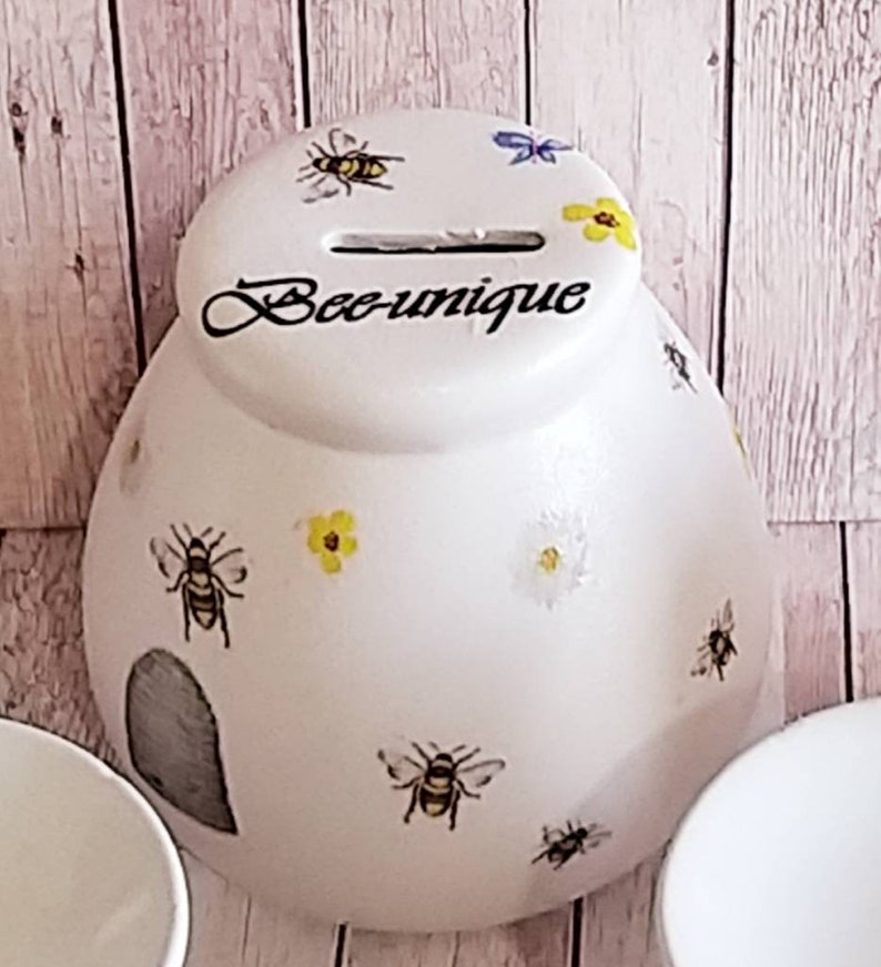 Personslised Bee Money Pot Money Box Piggy Bank Savings Etsy UK