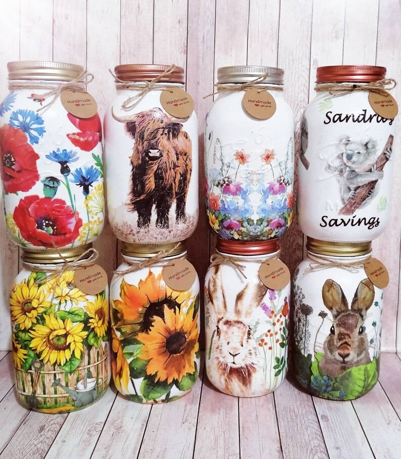 Highland Cow Storage Jar Vase Sunflowers Poppies Rabbits Etsy UK
