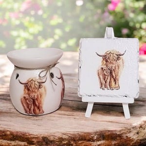 Highland Cow wax burner, baby highland cow,  Wax Warmer, Oil Burner, Wax Melts, Gift For Home, Highland Cow Coaster,Gift For Mom, Presents,