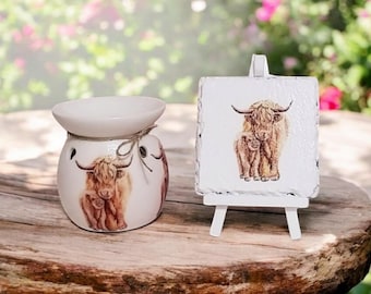 Highland Cow wax burner, baby highland cow,  Wax Warmer, Oil Burner, Wax Melts, Gift For Home, Highland Cow Coaster,Gift For Mom, Presents,