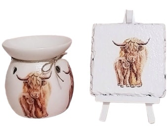 Highland Cow wax burner, baby highland cow,  Wax Warmer, Oil Burner, Wax Melts, Gift For Home, Highland Cow Coaster,Gift For Mom, Presents,