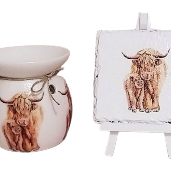 Highland Cow wax burner, baby highland cow,  Wax Warmer, Oil Burner, Wax Melts, Gift For Home, Highland Cow Coaster,Gift For Mom, Presents,