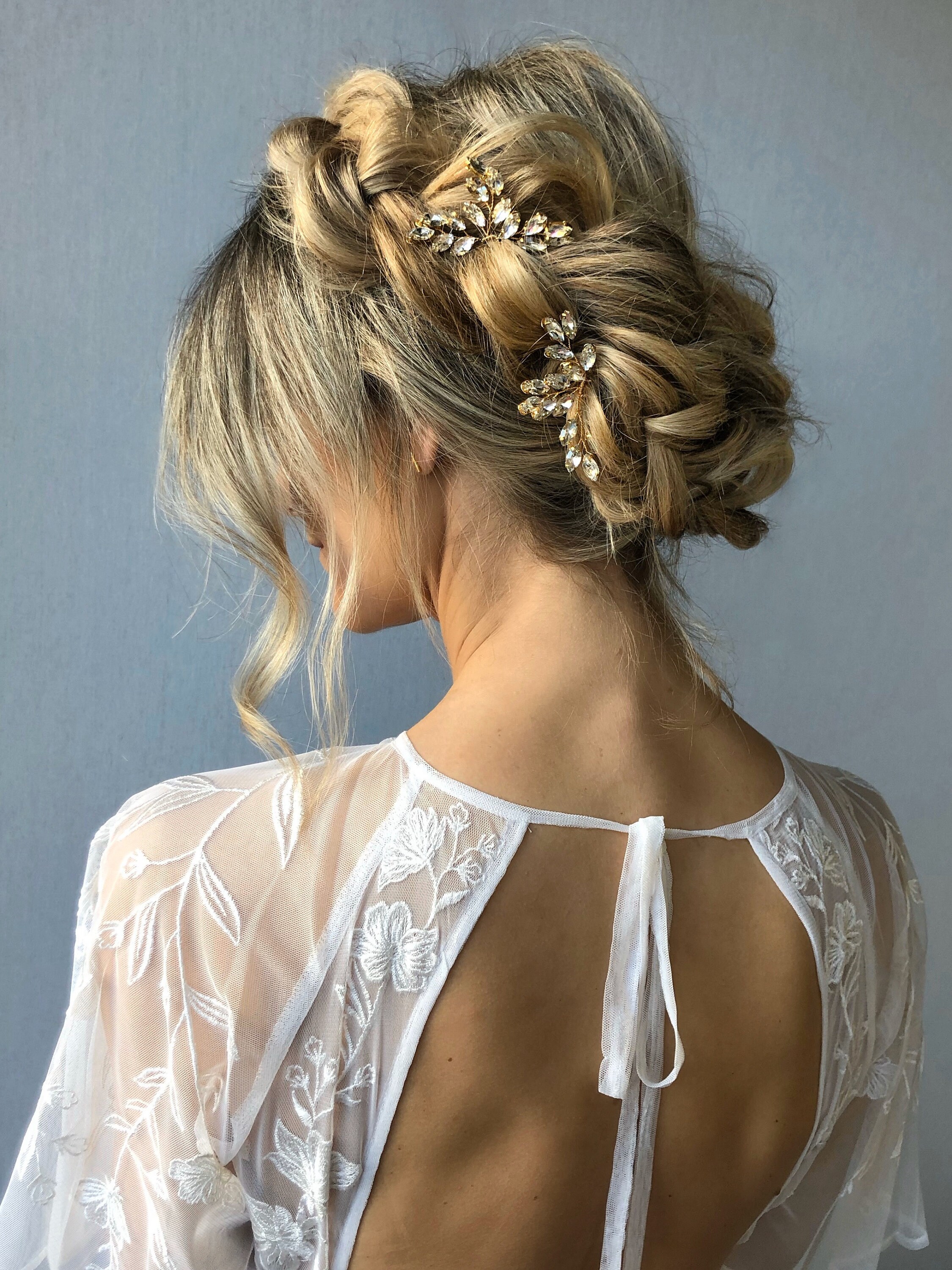 Brides and hairpins Esther wedding hair clip Crystal wing shaped bridal hair clip - Crystal dove wing  main image 3