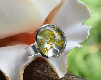 Flower Ring, Real Flower Jewelry, Resin Jewelry, Botanical Ring, Unique Gift for Her