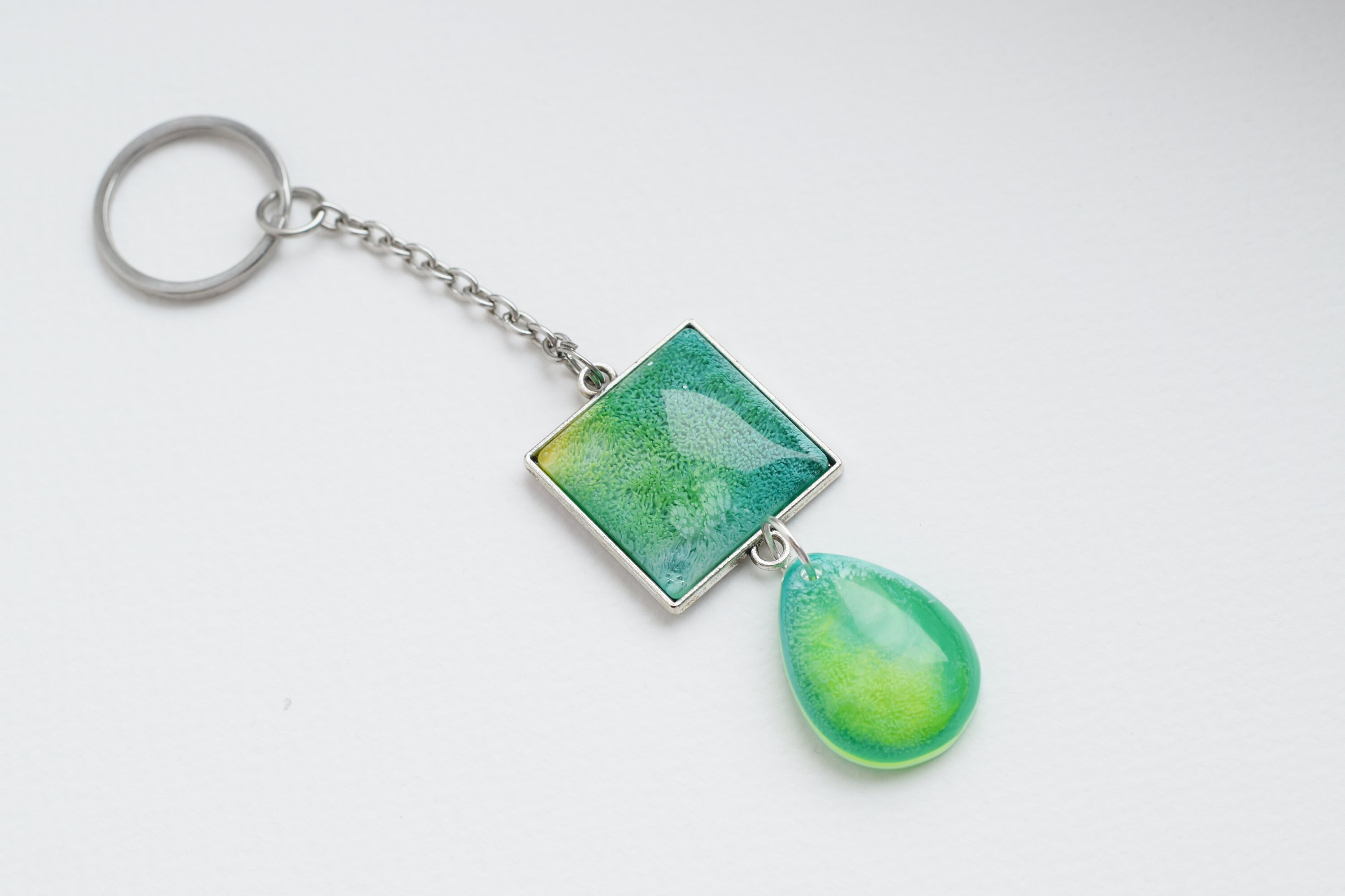 Resin Keychain Cute Keychain Green Keychain Resin Art Etsy
