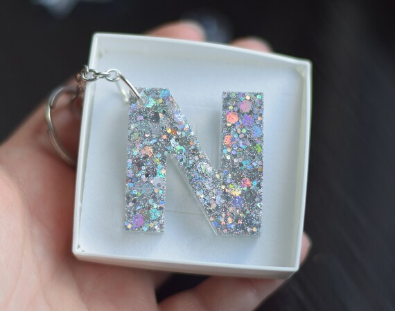 Glitter initial best sale keychain