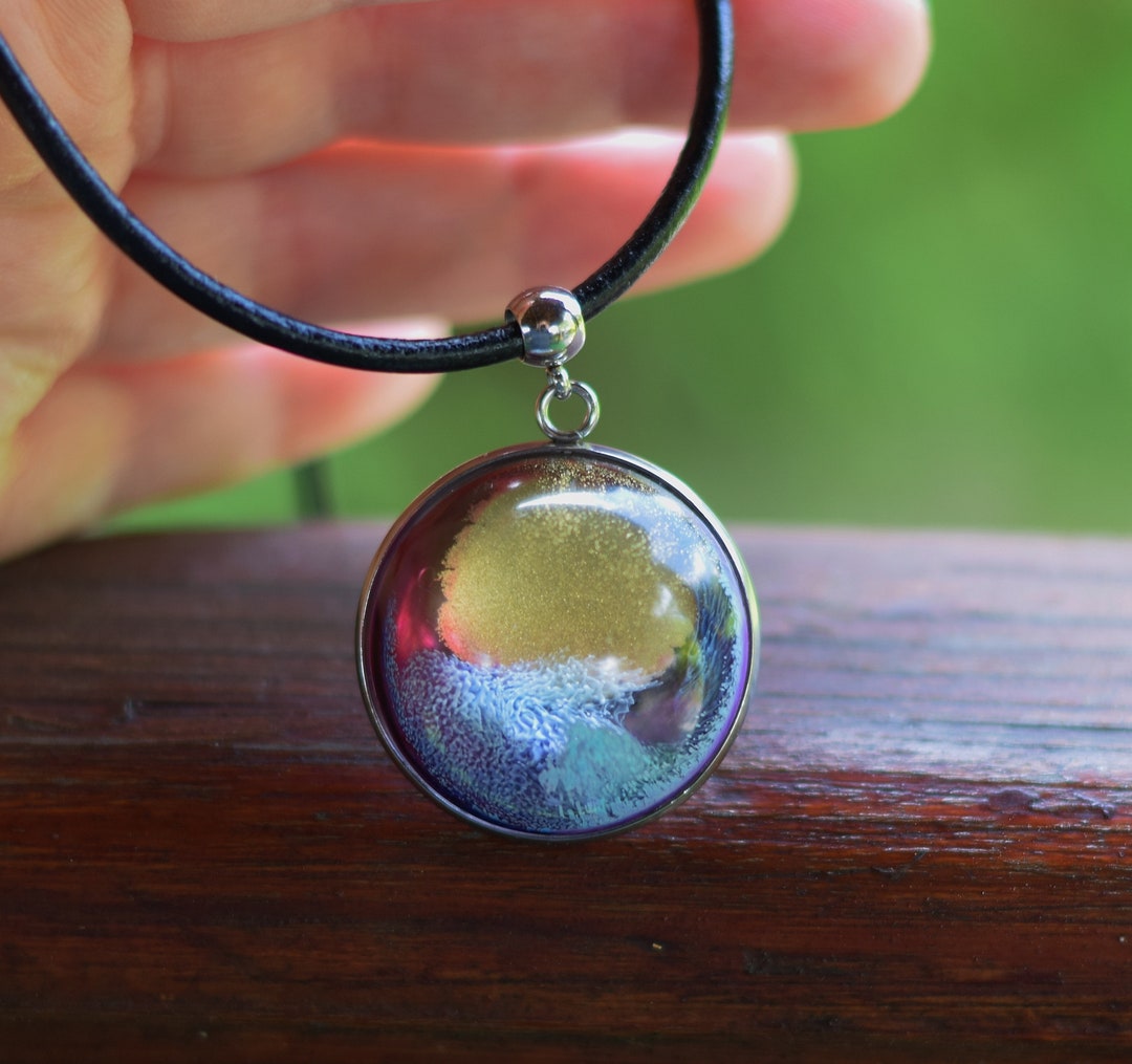 Abstract Charm Necklace, Contemporary Resin Pendant, Unique Handmade
