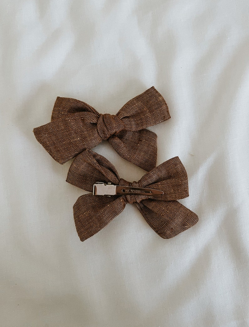 Brown Linen Classic Pigtail Set image 2