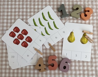 Fruits & Veggies Counting Flash Cards