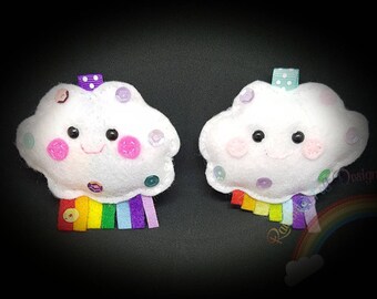 Kawaii Happy Cloud Rainbow Brooch & Keyring Pin Felt Cute Best Friend Gift