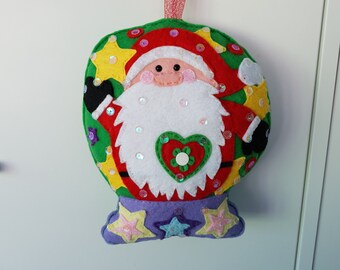 Father Christmas Snow Globe Hanging Decoration, Christmas Tree Felt Hanging Decoration, Xmas Tree Ornament, Winter Décor