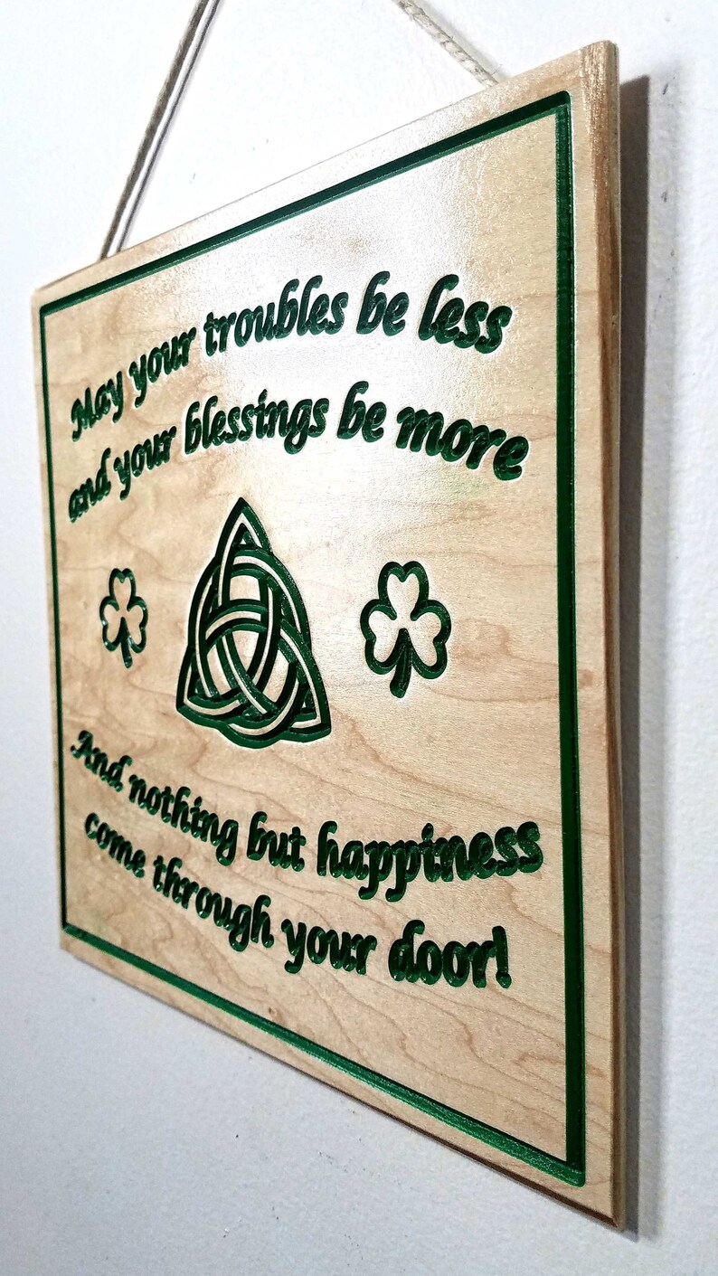 Irish Poem Saying Carved Wood Sign Plaque Celtic Knot Shamrock Etsy