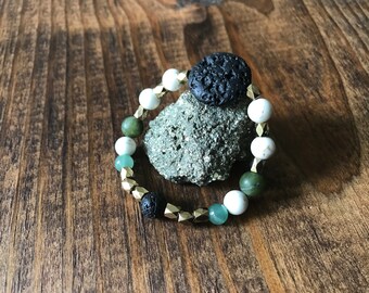 Reduce Anxiety/ Create Calm Peace Focus the Mind/Healing Gemstone Bracelet/Essential Oil Bracelet/Lava Stone Diffuser Bracelet/Aromatherapy