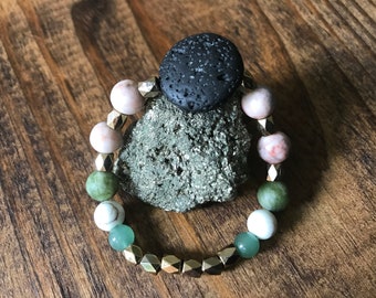 Motivating/Mood lifting/Energetic/Create Calm/Healing Gemstone Bracelet/Essential Oil Bracelet/Lava Stone Diffuser Bracelet/Aromatherapy