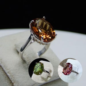 Rare Amazing Color Changing Created Turkish Diaspore Sultanit 925 Sterling Handmade Silver Women Ring 18CT, Gift for Her
