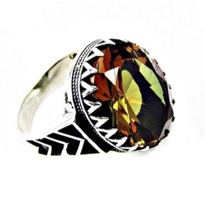 100% Color Changing Turkish Diaspore Handmade 925 Sterling Silver Men Ring | Perfect Gift for Men or Women