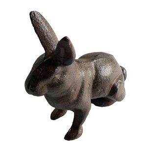 Cast Iron Rabbit Butler Statue Rabbit Figurine Statue Cast Iron Rustic Garden Yard Patio Decor 4.5 ...