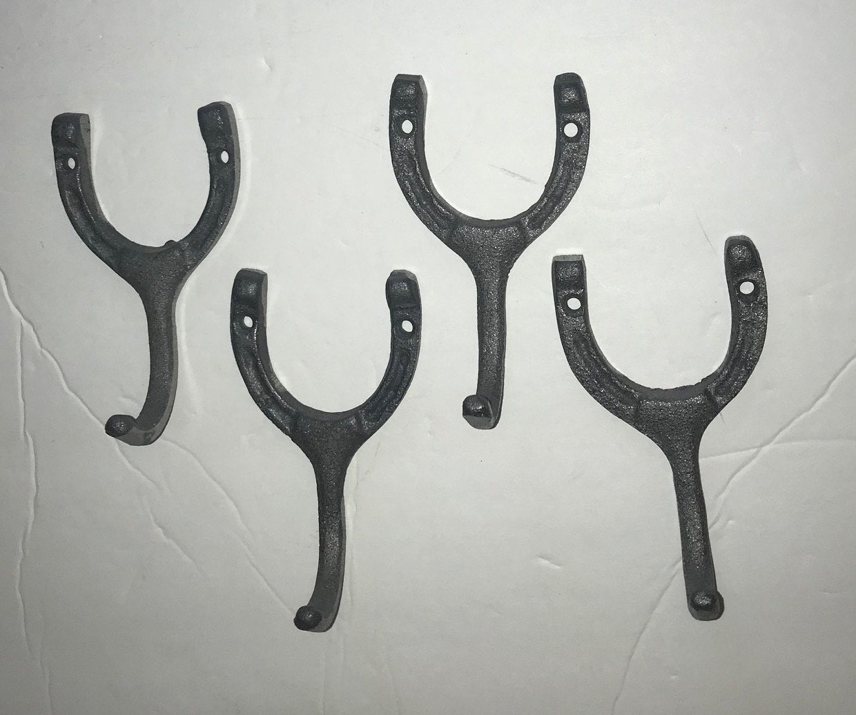 4 Horseshoe Wall Hooks Cast Iron 4 x 2.5 Natural Etsy