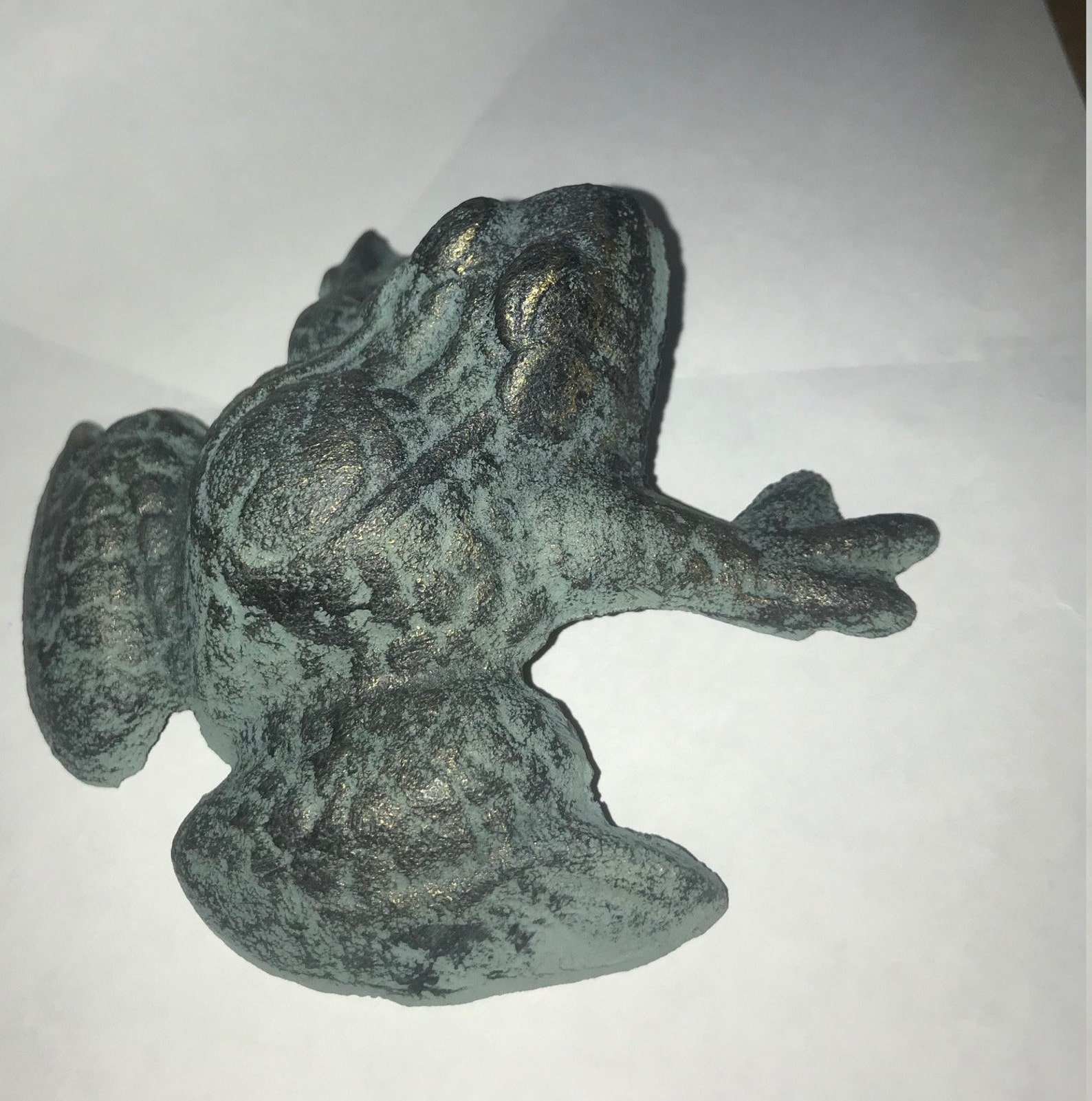 2 Cast Iron Frogs Figurine 4.5 Long Verdigris Etsy