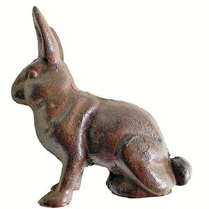 Cast Iron Rabbit Butler Statue Rabbit Figurine Statue Cast Iron Rustic Garden Yard Patio Decor 4.5 ...