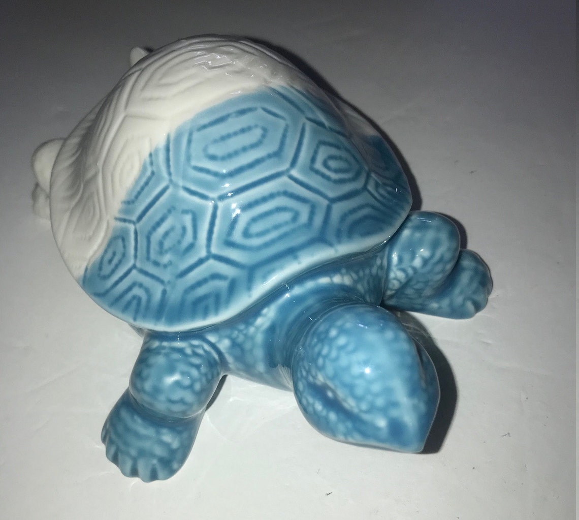 Ceramic Turtle Two Color Figurine 6 Long Etsy