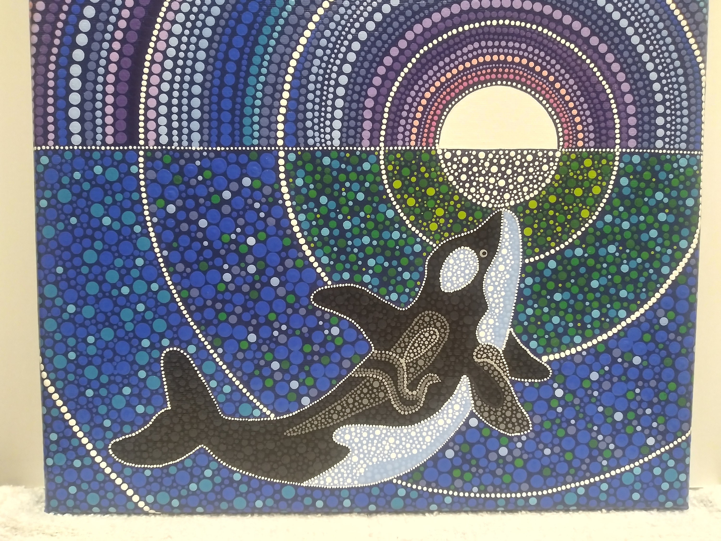 Dolphin Painting Aboriginal Art Dolphin Canvas Pointillism Etsy
