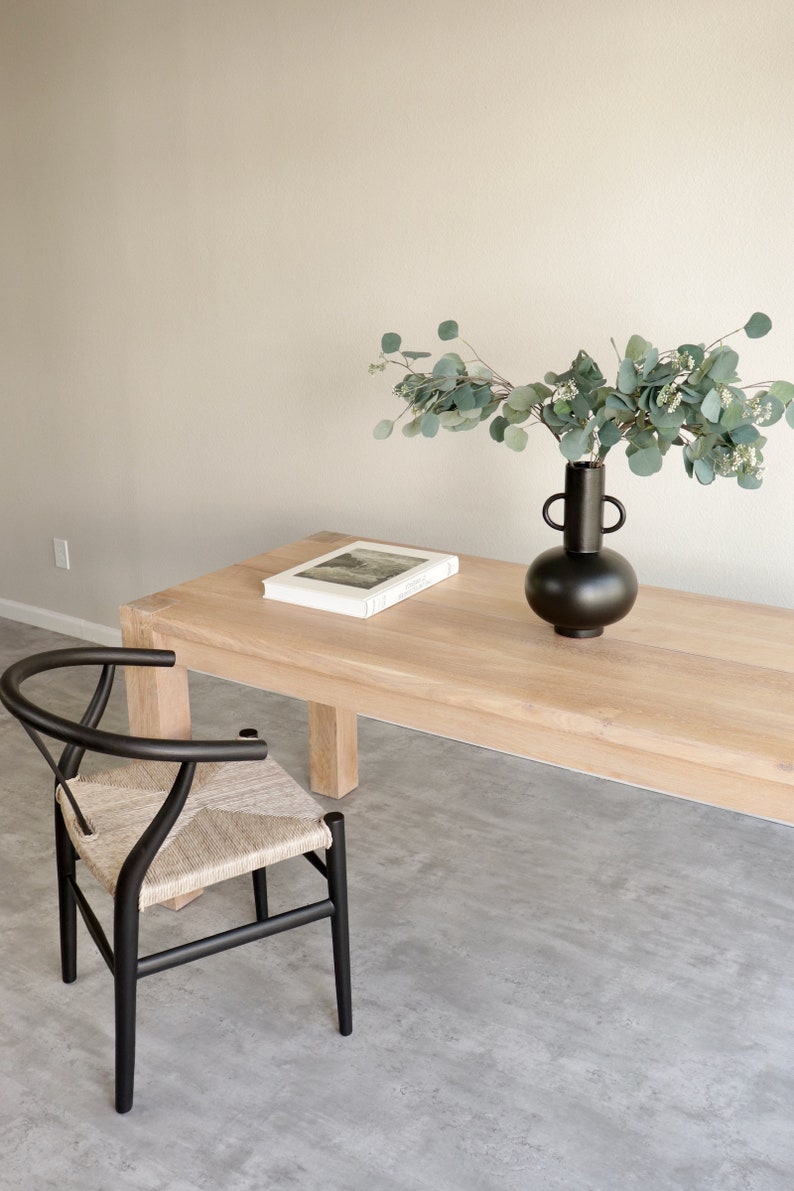 Parsons Solid White Oak Dining Table Etsy