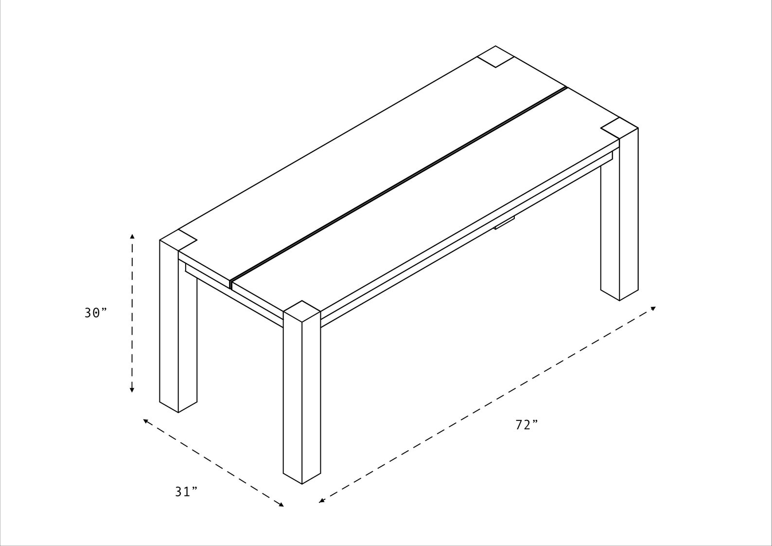 Parsons Solid White Oak Dining Table Etsy