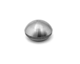 May include: A silver metal dome-shaped cap with a smooth, polished surface.