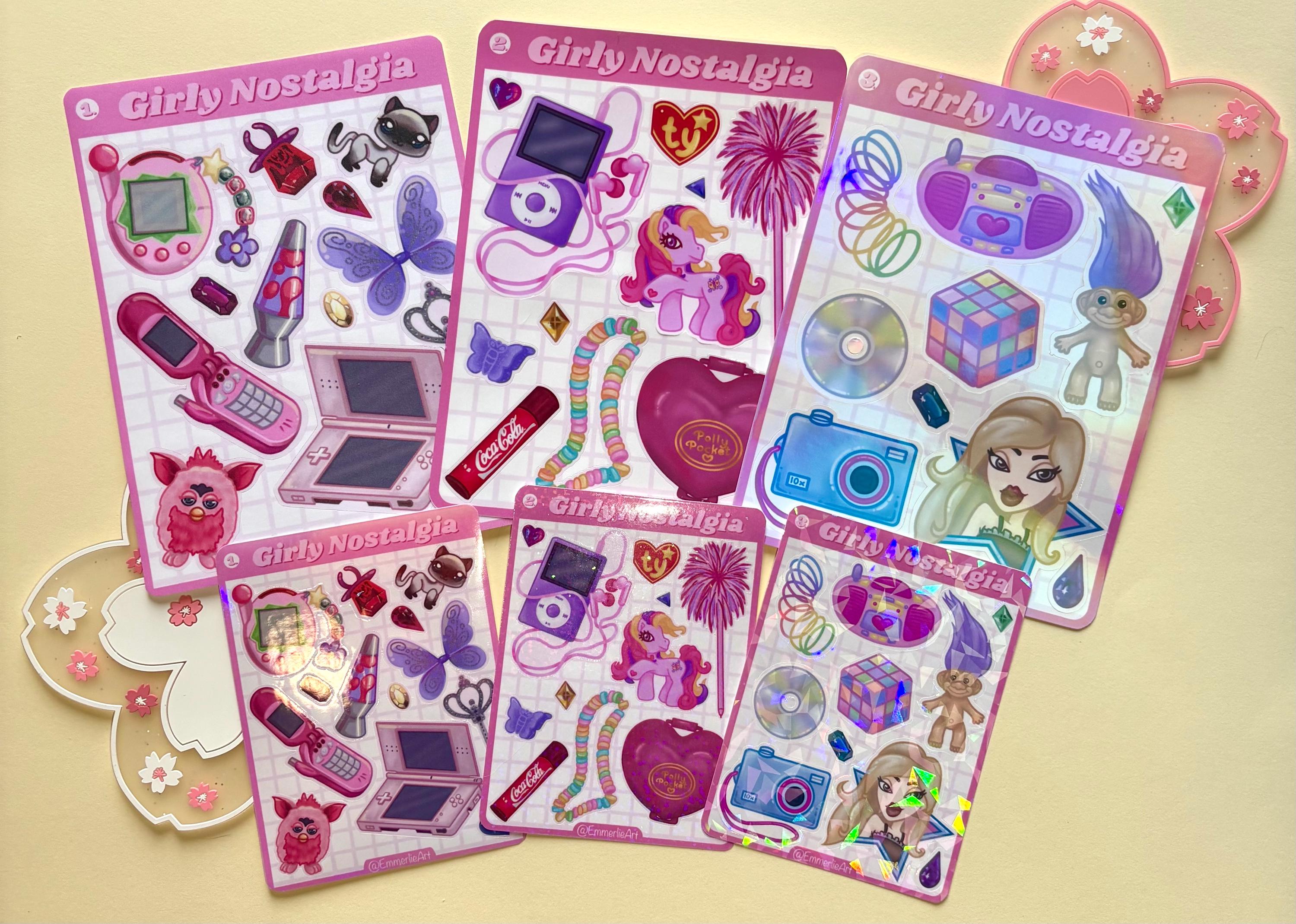 Girly 2000s Nostalgia Sticker Sheet Holographic Vinyl Stickers - Etsy